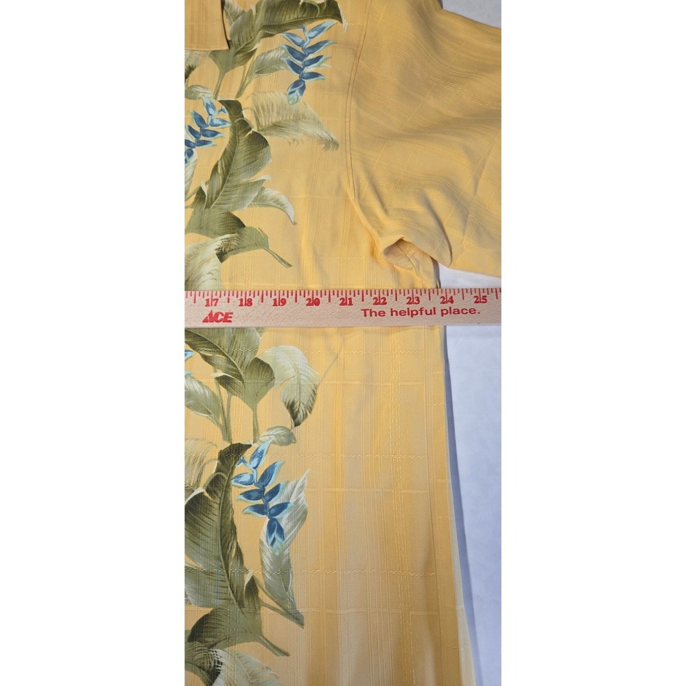 NWT Tommy Bahama Button Up Shirt Mens L Yellow New Floral Silk Camp Leaf Chaser - Picture 3 of 5